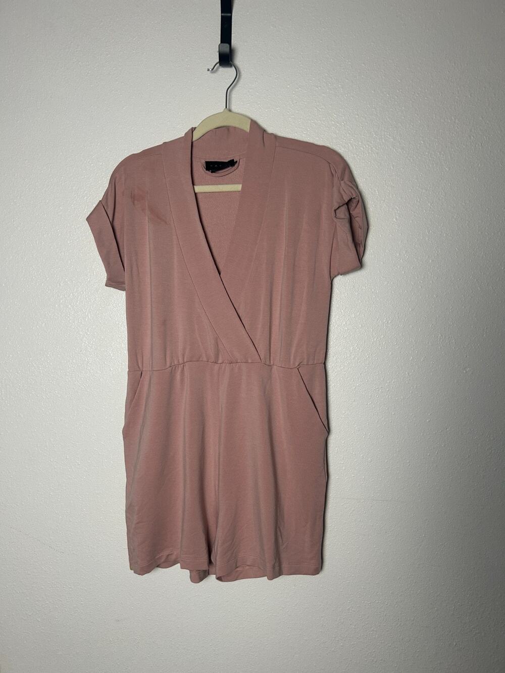 HATCH Collection Womens Mauve Pink Tencel Faux Wrap Romper Size 0/XS - Picture 1 of 7